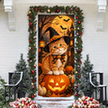 Halloween Orange Tabby Cat LN Door Cover, Holiday Decor
