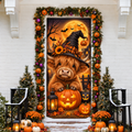 Halloween Highland Cow Witch LN Door Cover, Holiday Decor
