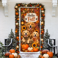 Fall Golden Retriever Pumpkin LN Door Cover, Holiday Decor