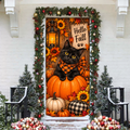 Fall Black Cat Pumpkin LN Door Cover, Holiday Decor