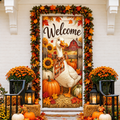 Fall Farm Goose Pumpkin LN Door Cover, Rustic Holiday Decor