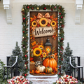 Fall Sunflower Pumpkin LN Door Cover, Holiday Decor