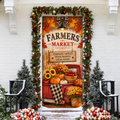 Fall Harvest Farmers Market Holiday LN Door Cover, Rustic Farmhouse Seasonal Decor