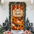 Thanksgiving Pumpkin Pie Holiday LN Door Cover, Cozy Autumn Kitchen Entrance Decor