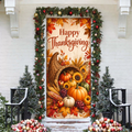 Thanksgiving Cornucopia Holiday LN Door Cover, Rustic Abundance Harvest Entrance Decor