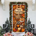 Thanksgiving Woodland Animals Holiday LN Door Cover, Rustic Forest Harvest Decor