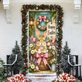 Easter Bunny Flower Garden Holiday LN Door Cover, Spring Floral Entrance Decor