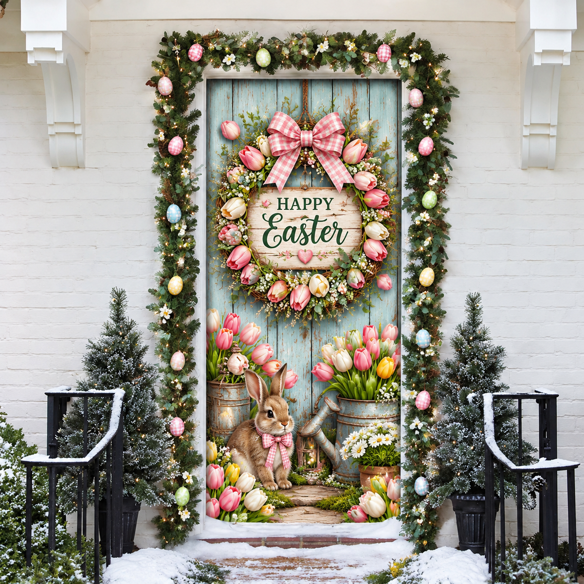 Easter Tulip Garden LN Door Cover, Holiday Decor