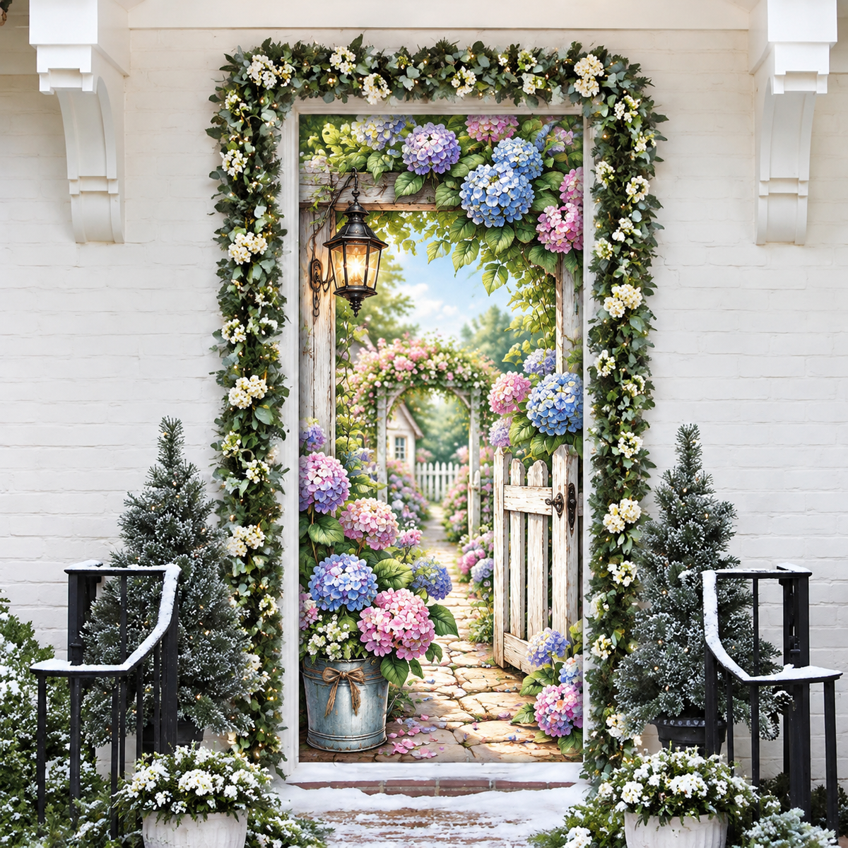 Spring Hydrangea Garden LN Door Cover, Holiday Decor