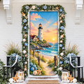 Summer Coastal Lighthouse LN Door Cover, Holiday Decor