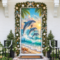 Summer Ocean Dolphin LN Door Cover, Holiday Decor