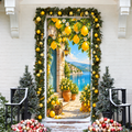 Summer Lemon Grove LN Door Cover, Polyester Holiday Decor For Front Entrance, Fresh Citrus Orchard
