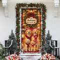 Personalized Golden Retriever Family LN Door Cover, Polyester Holiday Decor For Front Entry, Custom Name Dog Lover Gift