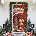 Personalized Dachshund Family LN Door Cover, Polyester Holiday Decor For Front Entrance, Custom Name Dog Lover Gift