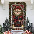 Personalized Black Cat Family LN Door Cover, Polyester Holiday Decor For Front Entry, Custom Name Feline Lover Gift