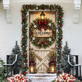 Rustic Farmhouse Holiday LN Door Cover, Personalized Country Entry Hanging