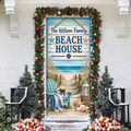 Family Beach House Holiday LN Door Cover, Personalized Coastal Entry Hanging