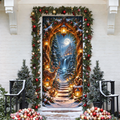 3D Magical Forest Portal Holiday LN LN Door Cover, Fantasy Woodland Entry Hanging