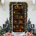 3D Gothic Library Bookshelf Holiday LN LN Door Cover, Dark Academia Entry Hanging