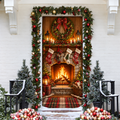 3D Cozy Fireplace Holiday LN Door Cover, Warm Winter Hearth Decor For Home Entryway