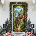 3D Dinosaur Jungle Holiday LN Door Cover, Prehistoric Tropical Adventure Entryway Decor