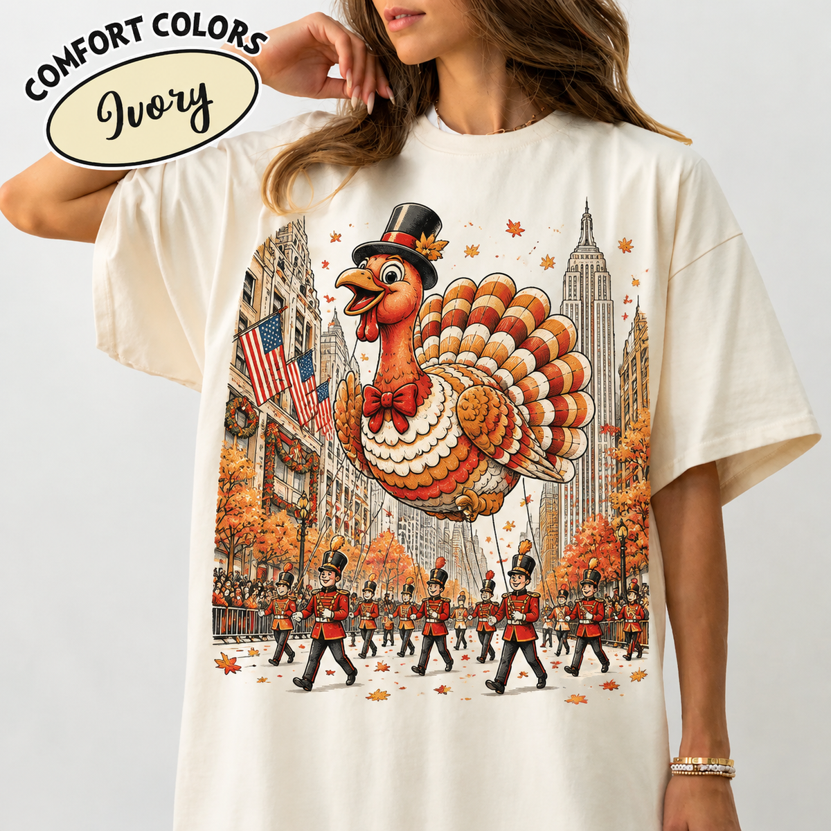 Turkey Balloon Over Manhattan Thanksgiving Parade Comfort Colors HFN Gen Shirt