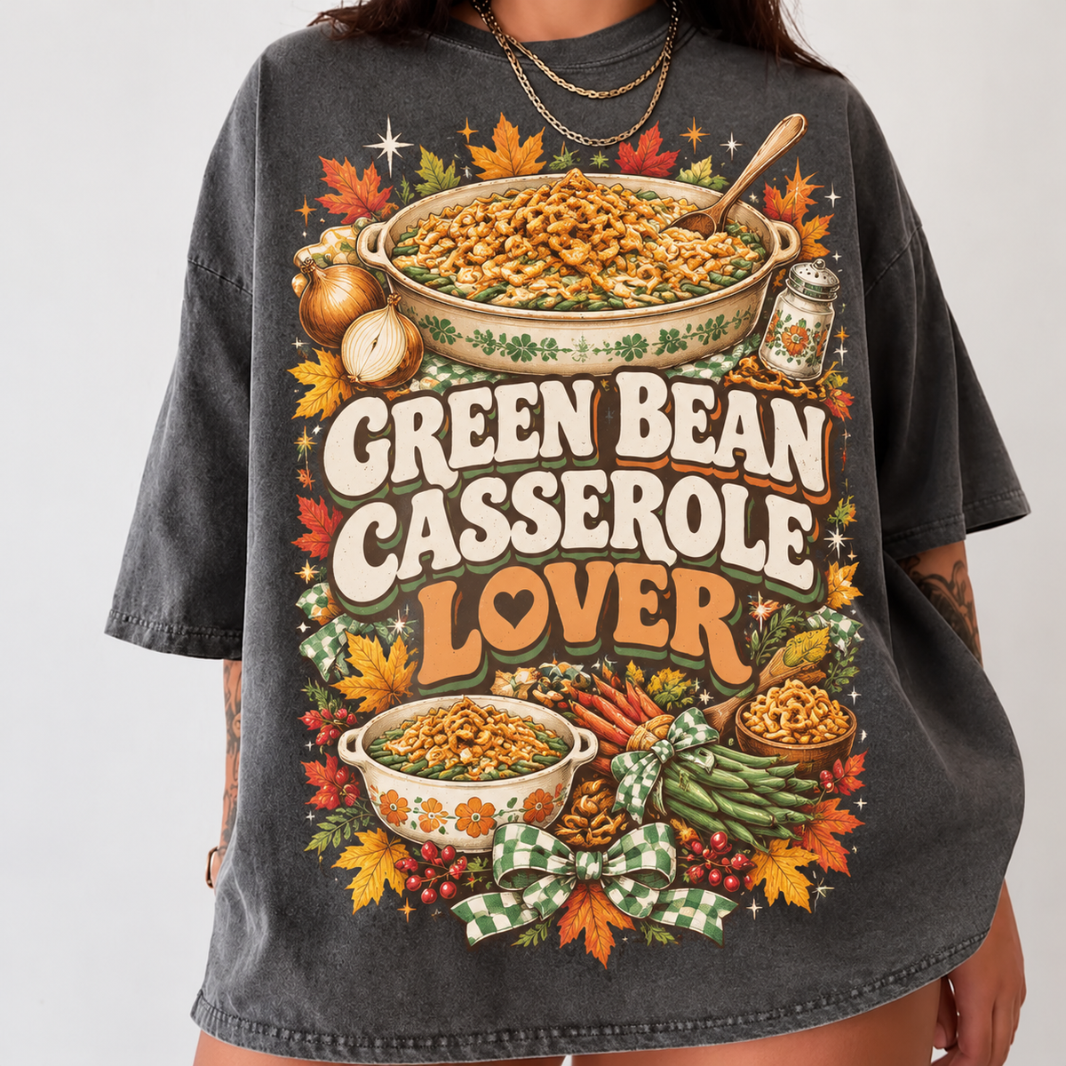Green Bean Casserole Lover Shirt, Comfort Colors Funny Thanksgiving HFN Gen Cotton Tee for Family Dinner