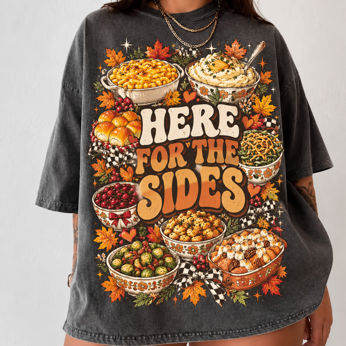 Here for the Sides Shirt, Comfort Colors Funny Thanksgiving HFN Gen Cotton Tee, Holiday Dinner Outfit