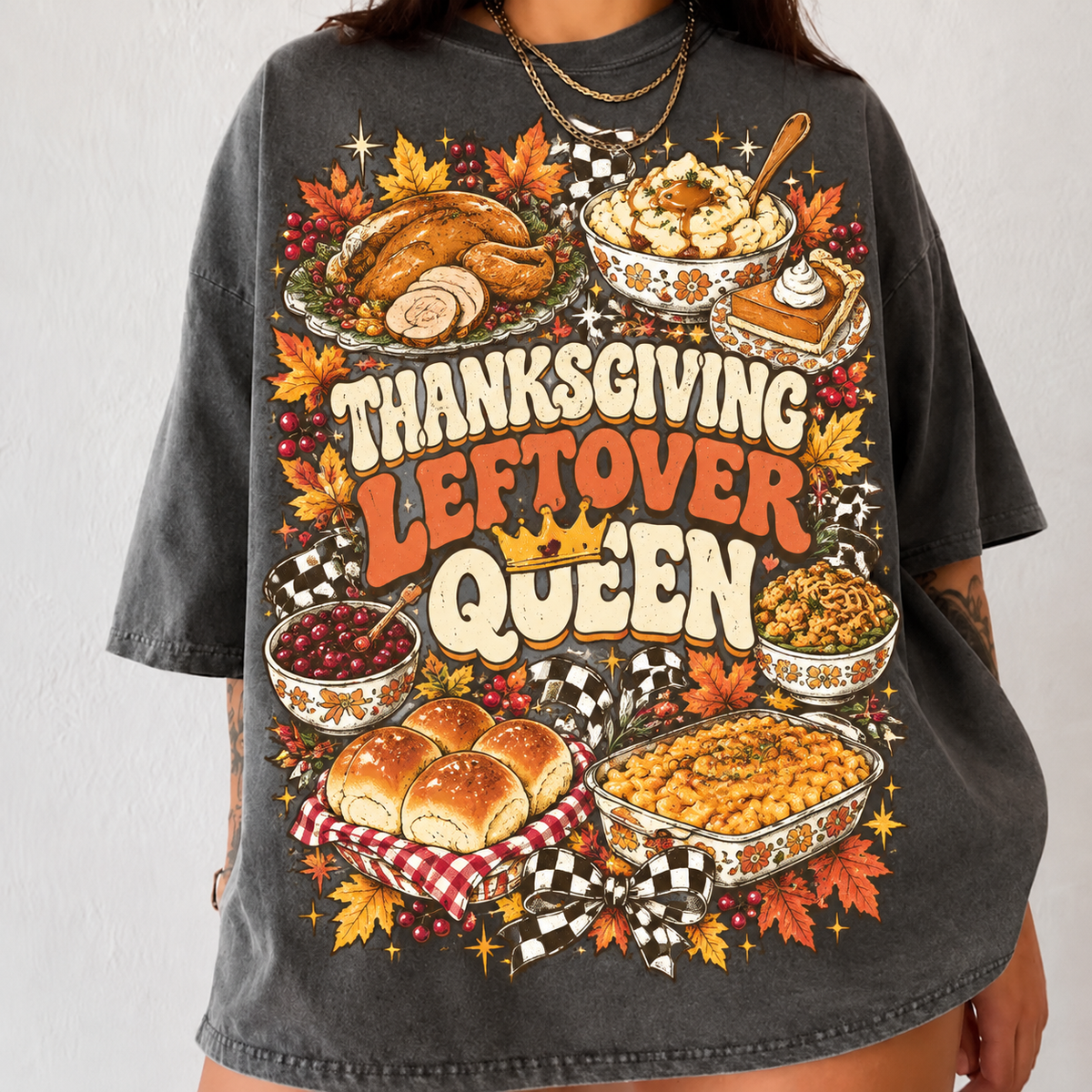 Thanksgiving Leftover Queen Shirt, Comfort Colors Funny HFN Gen Cotton Tee for Holiday Dinner