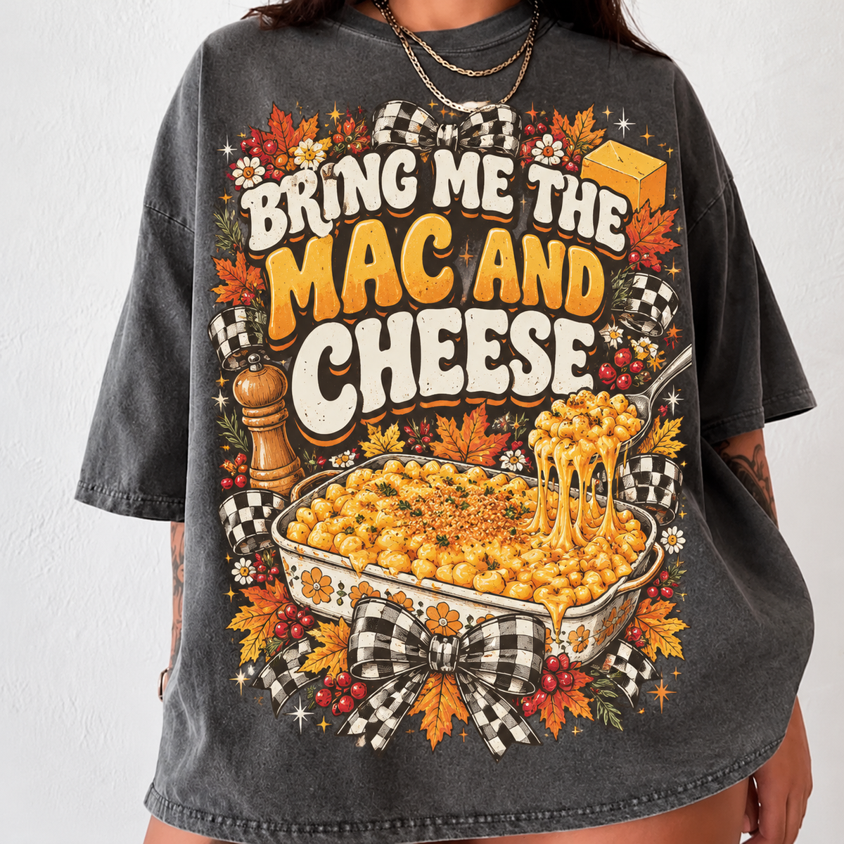 Bring Me the Mac and Cheese Shirt, Comfort Colors Funny Thanksgiving HFN Gen Cotton Tee for Holiday Dinner