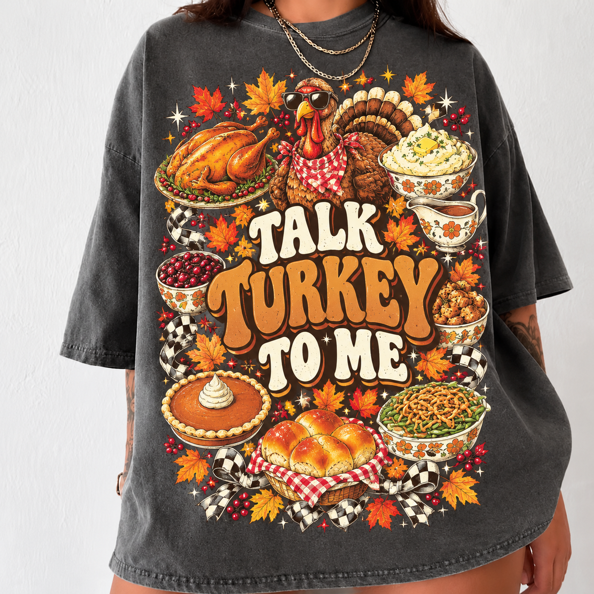 Comfort Colors Funny Thanksgiving HFN Gen Shirt, Talk Turkey to Me
