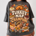 Comfort Colors Funny Thanksgiving HFN Gen Shirt, Turkey Nap Champion