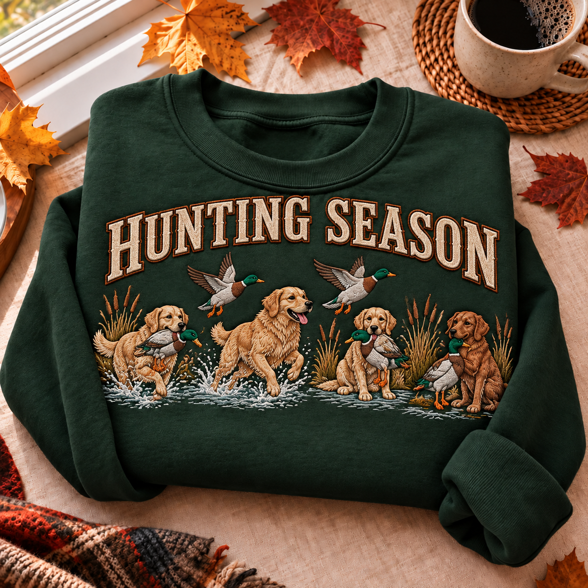 Golden Retriever Duck Hunting Season HFN Gen Embroidered Shirt