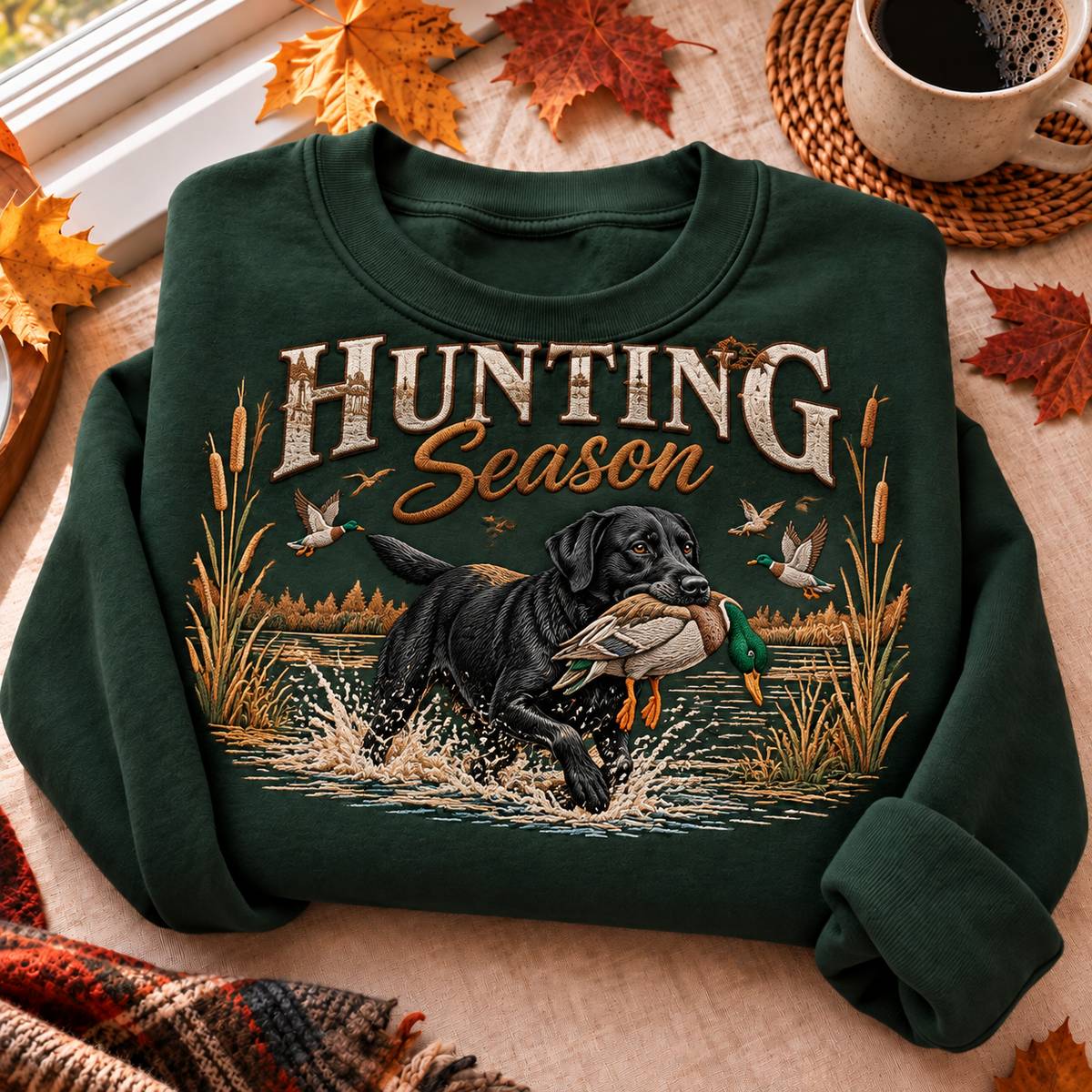 Black Lab Duck Hunting Season HFN Gen Embroidered Shirt