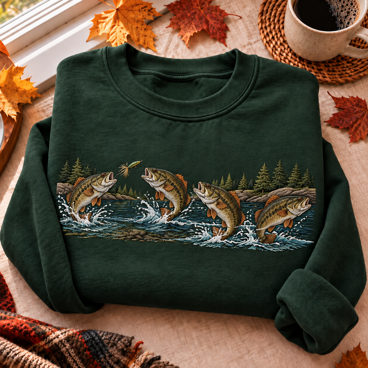 Smallmouth Bass Fishing Hunting Season HFN Gen Embroidered Shirt