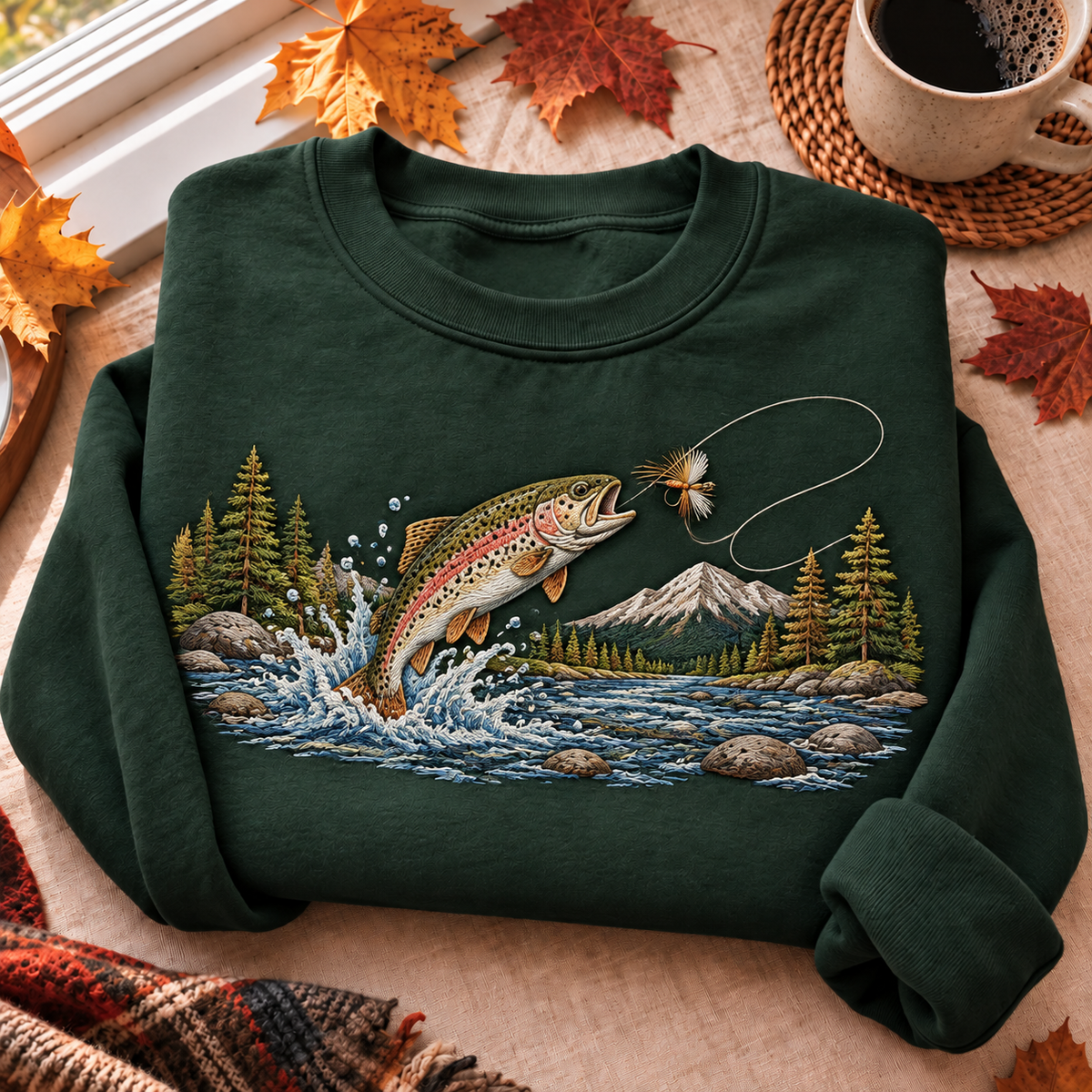 Fly Fishing Trout Hunting Season HFN Gen Embroidered Shirt