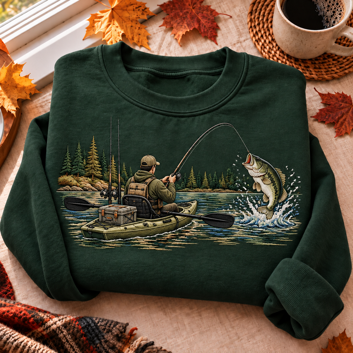 Kayak Bass Fishing Hunting Season HFN Gen Embroidered Shirt