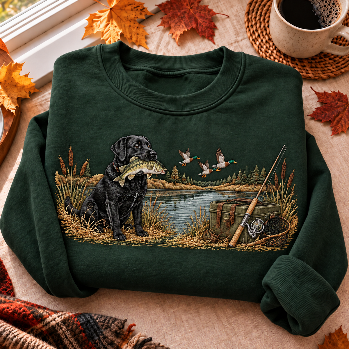 Fishing With Labrador Retriever Hunting Season HFN Gen Embroidered Shirt