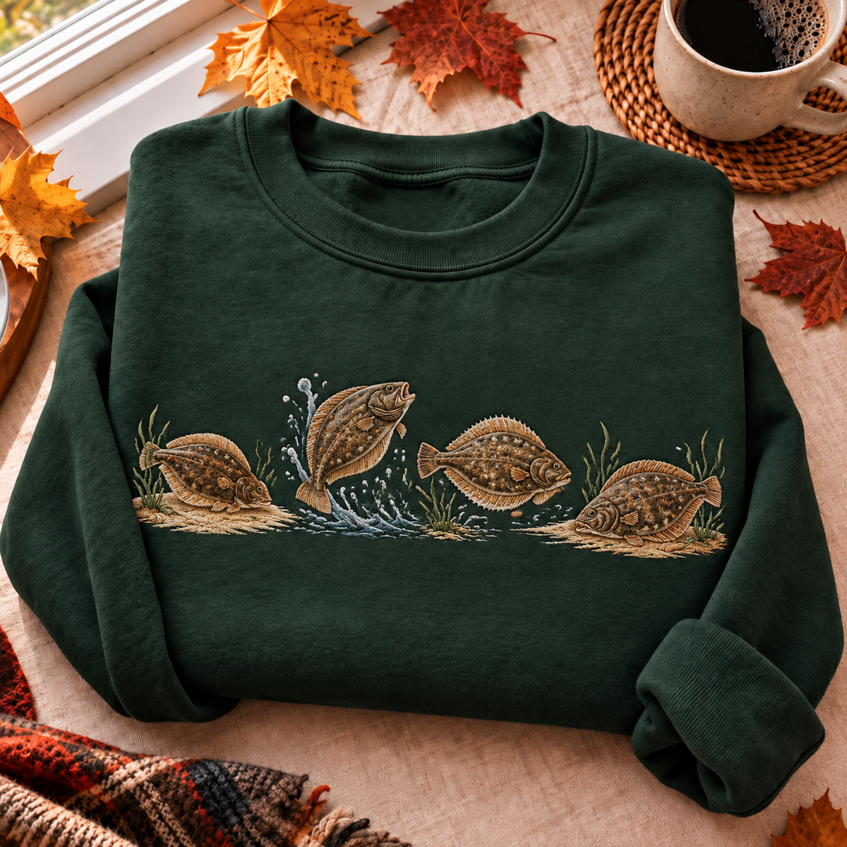 Flounder Fishing Hunting Season HFN Gen Embroidered Shirt