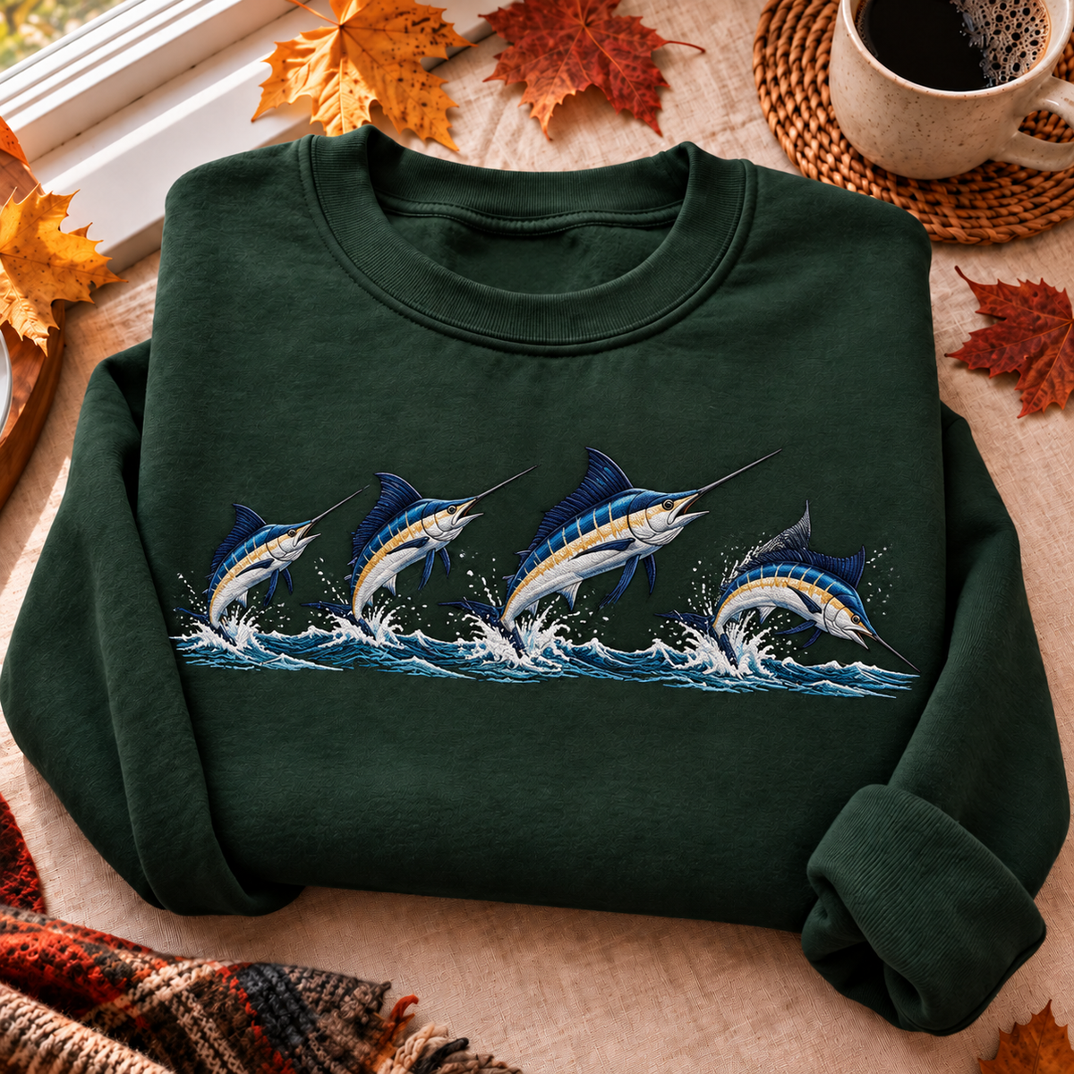 Marlin Fishing Hunting Season HFN Gen Embroidered Shirt