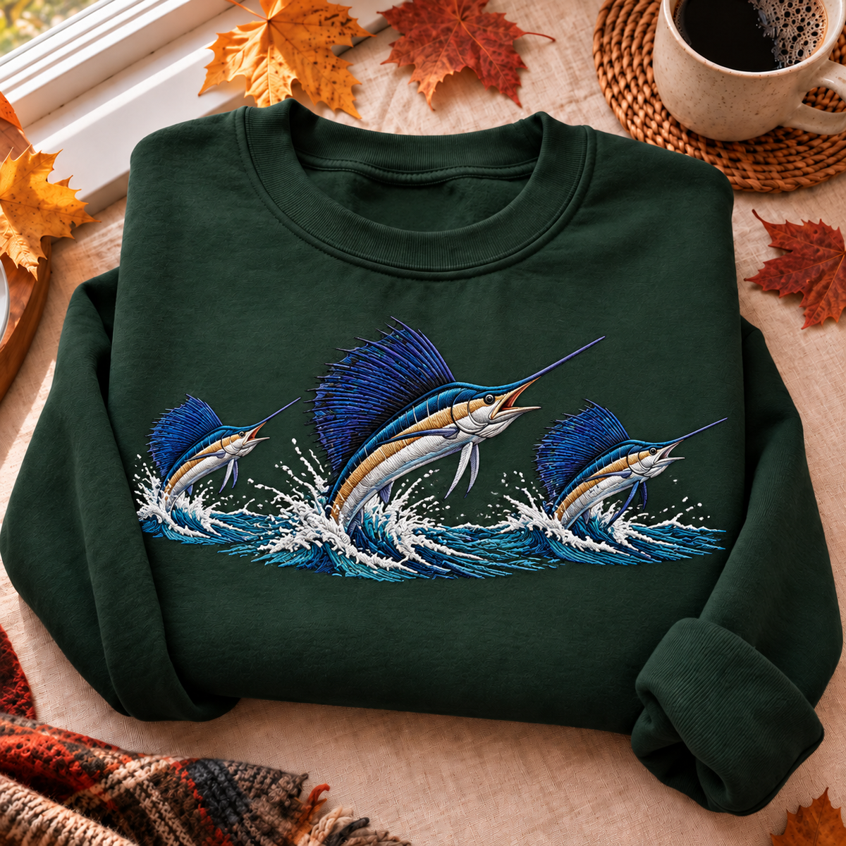 Sailfish Fishing Hunting Season HFN Gen Embroidered Shirt