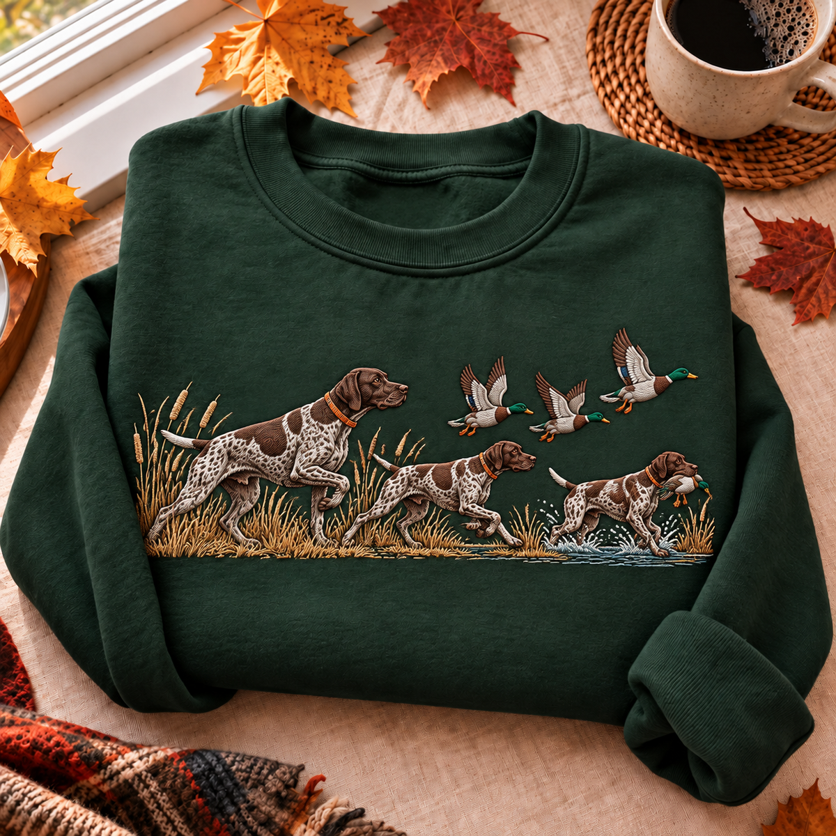 German Shorthaired Pointer Hunting Season HFN Gen Embroidered Shirt, Breathable Cotton Outdoor Fieldwear