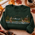 Fly Fishing Mountain Cabin Hunting Season HFN Gen Embroidered Shirt, Cotton Riverside Outdoor Apparel