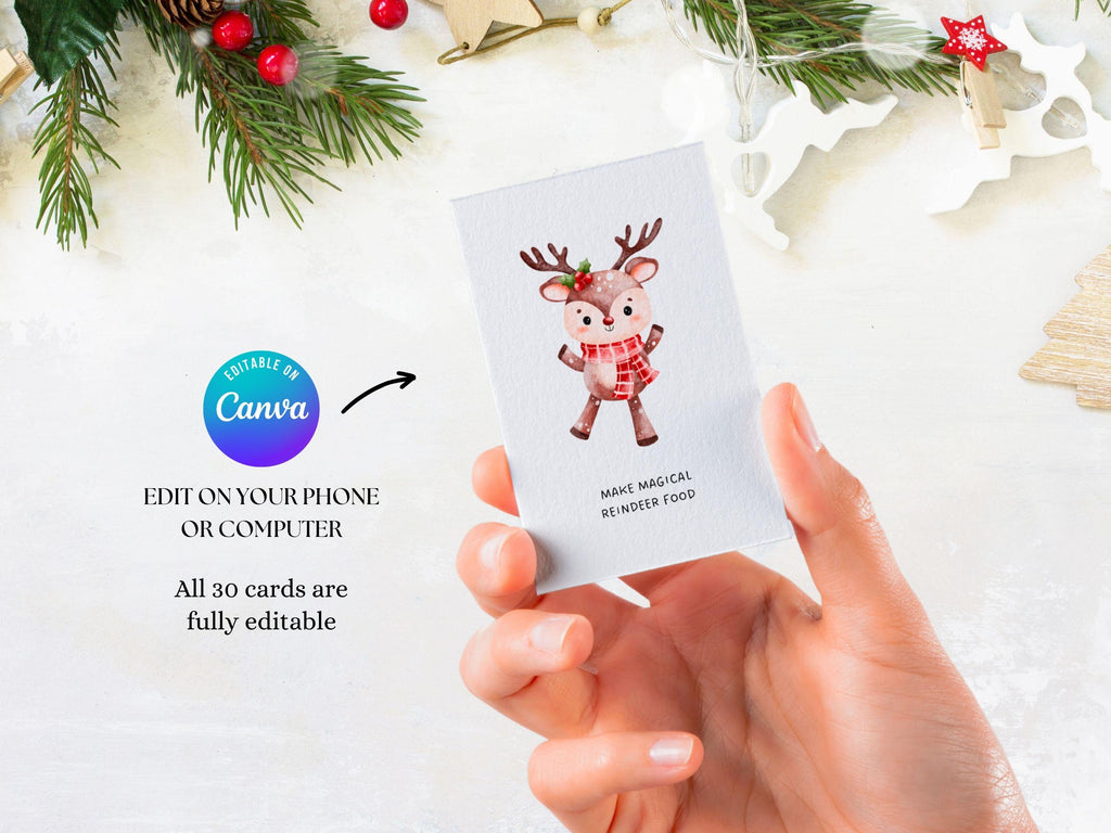 30 Editable Christmas Advent Activity Cards, Christmas Bucket List, Advent Cards, Instant , Printable Activity cards for kids, Canva