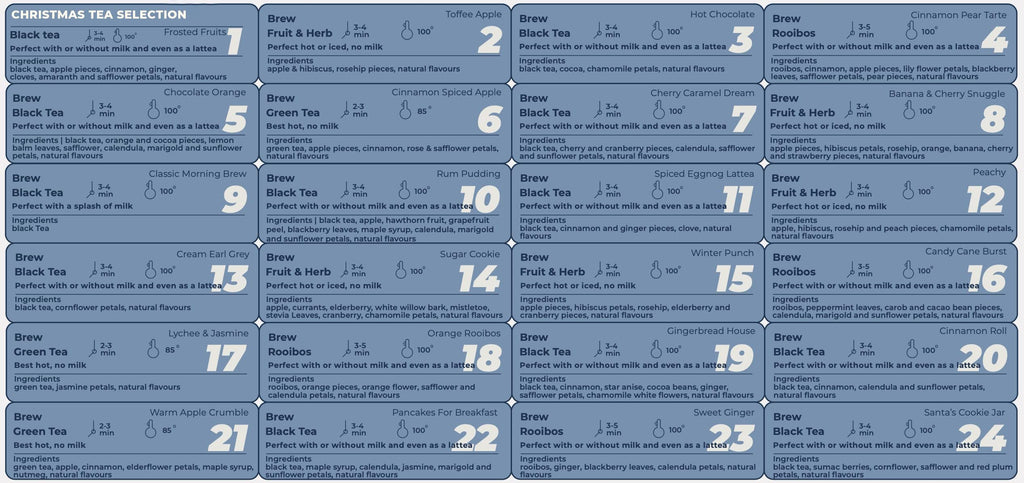 Tea Advent Calendar HG 2026: Christmas Blends, Single Origin, Breakfast, Caffeine-Free