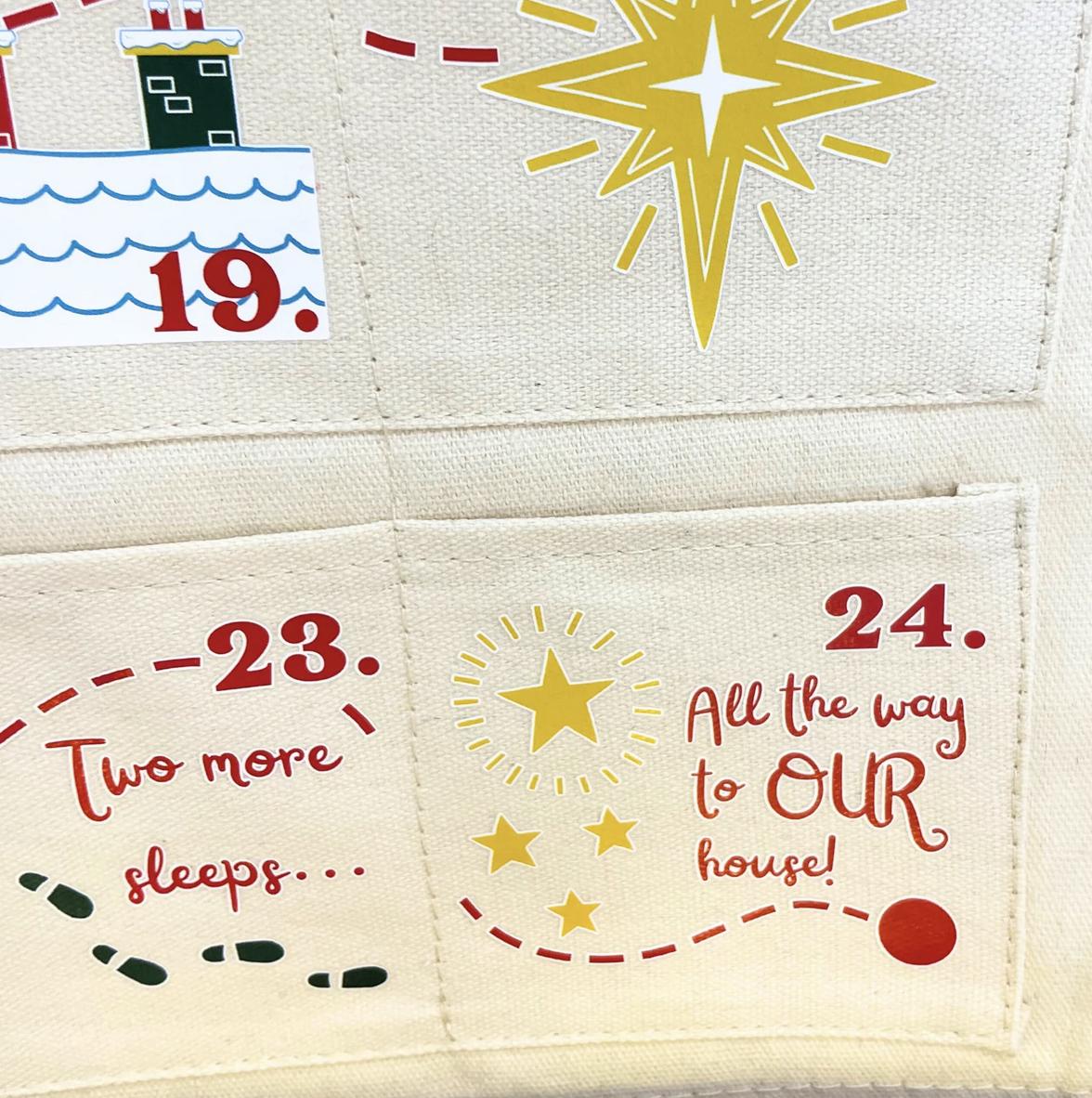 Personalised Fabric Advent Calendar HG 2026 - Santa Tracker - 24 Pocket Reusable Christmas Countdown Wall Hanging - Handmade Keepsake