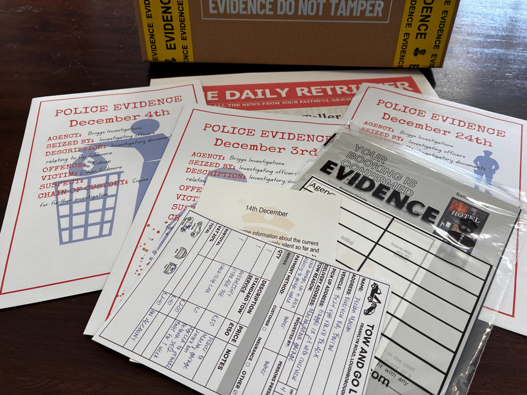Murder Investigation Advent Calendar HG – Christmas Detective Game - 24 days of new evidence then an enamel Detective Badge on day 25