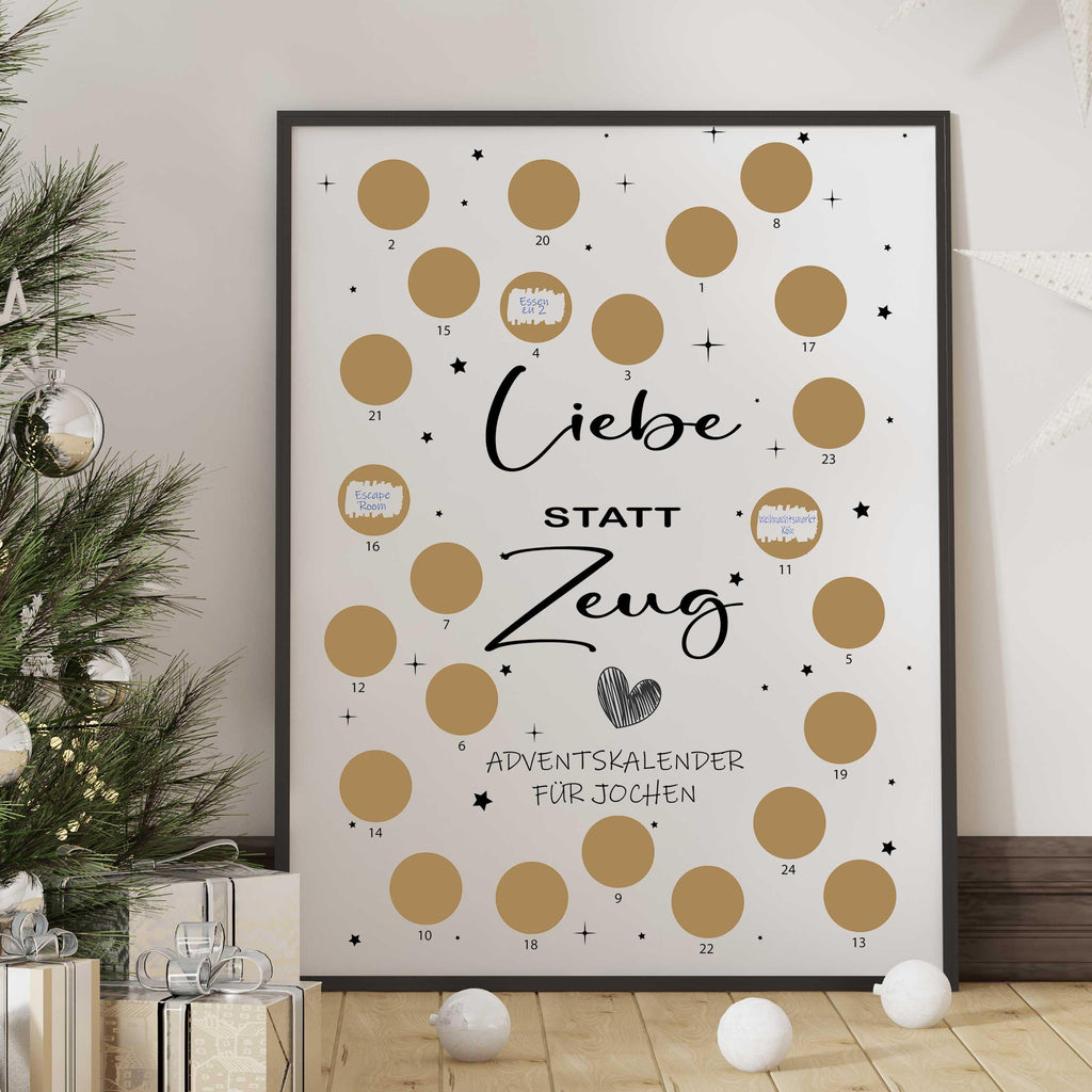 Scratch-off Advent Calendar HG • Customizable • DIY scratch-off calendar with 24 fields • Gift for friends, partner & family