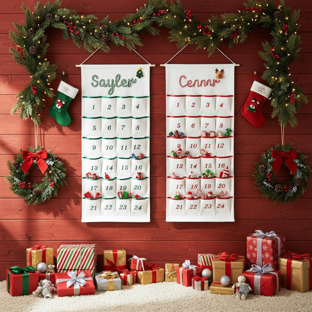 Personalized Handmade Yarn Name Christmas Hanging Advent Calendar HG, Family Tradition