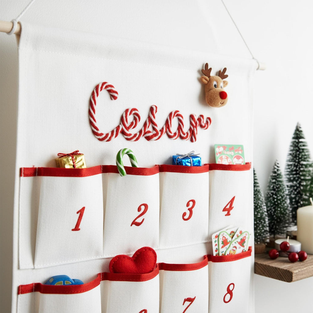 Personalized Handmade Yarn Name Christmas Hanging Advent Calendar HG, Family Tradition